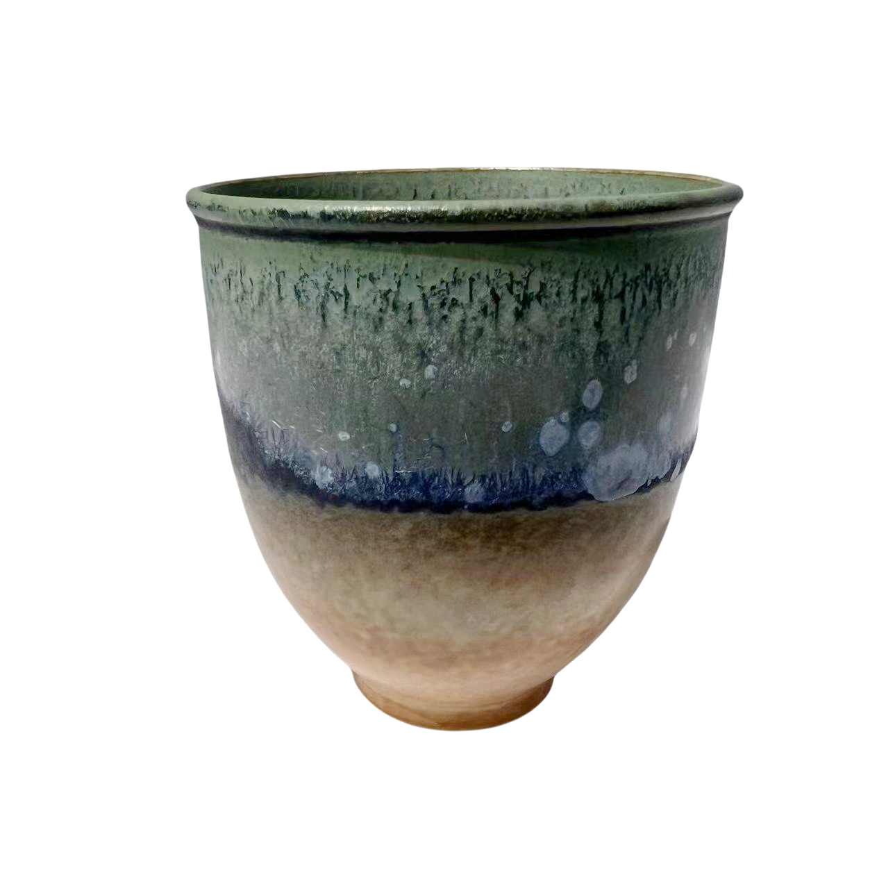 Green gradient klin transformed handmade artist ceramic porcelain tea cup
