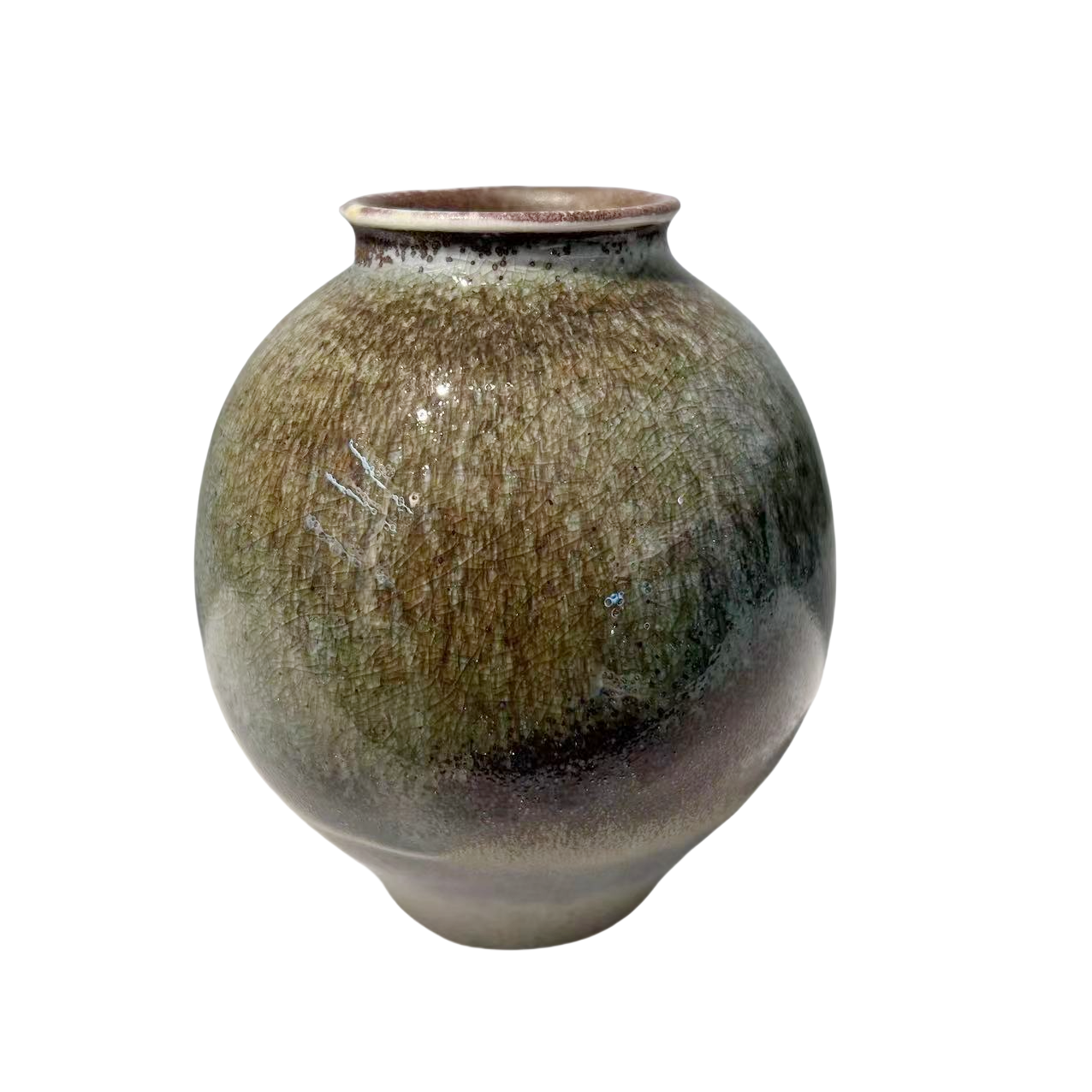 Brown green klin transformed abstract artist handmade ceramic vase (Aromatherapy Bottles & Jars)