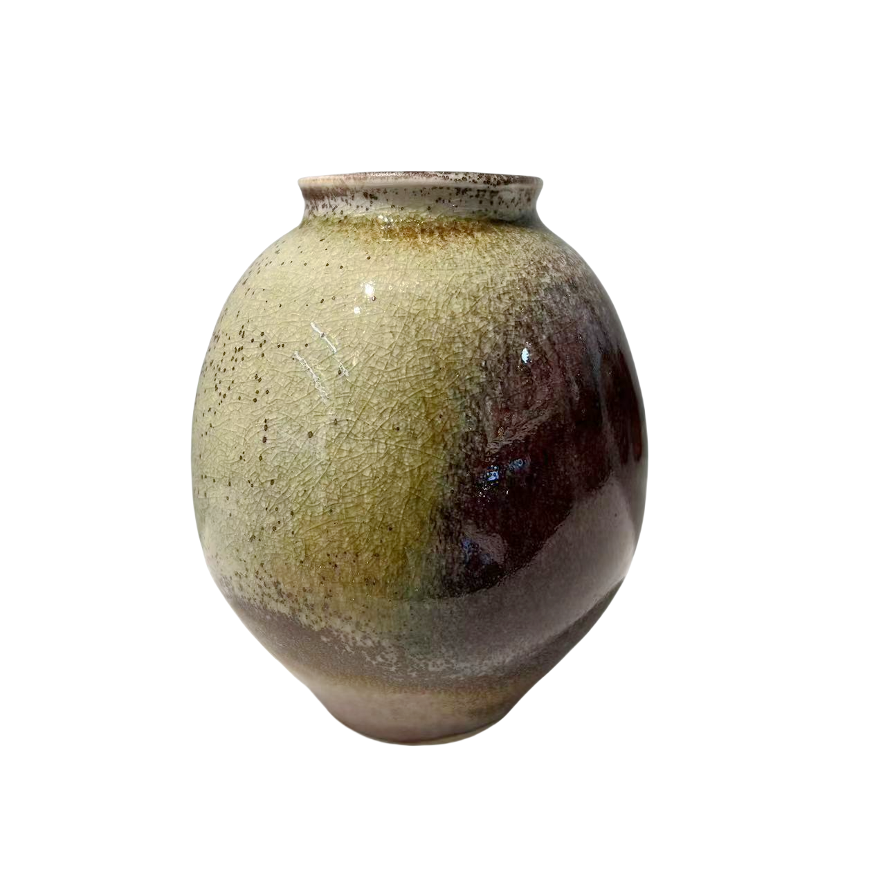 Beige brown klin transformed abstract artist handmade ceramic vase (Aromatherapy Bottles & Jars)