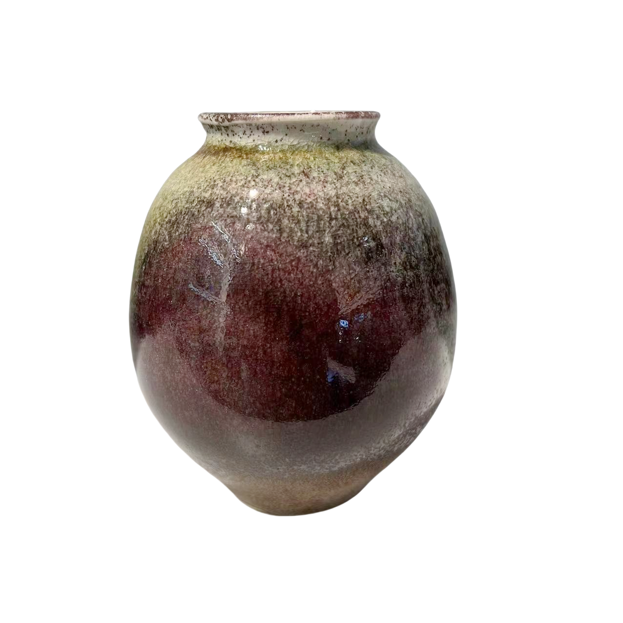 Purple brown klin transformed abstract artist handmade ceramic vase (Aromatherapy Bottles & Jars)