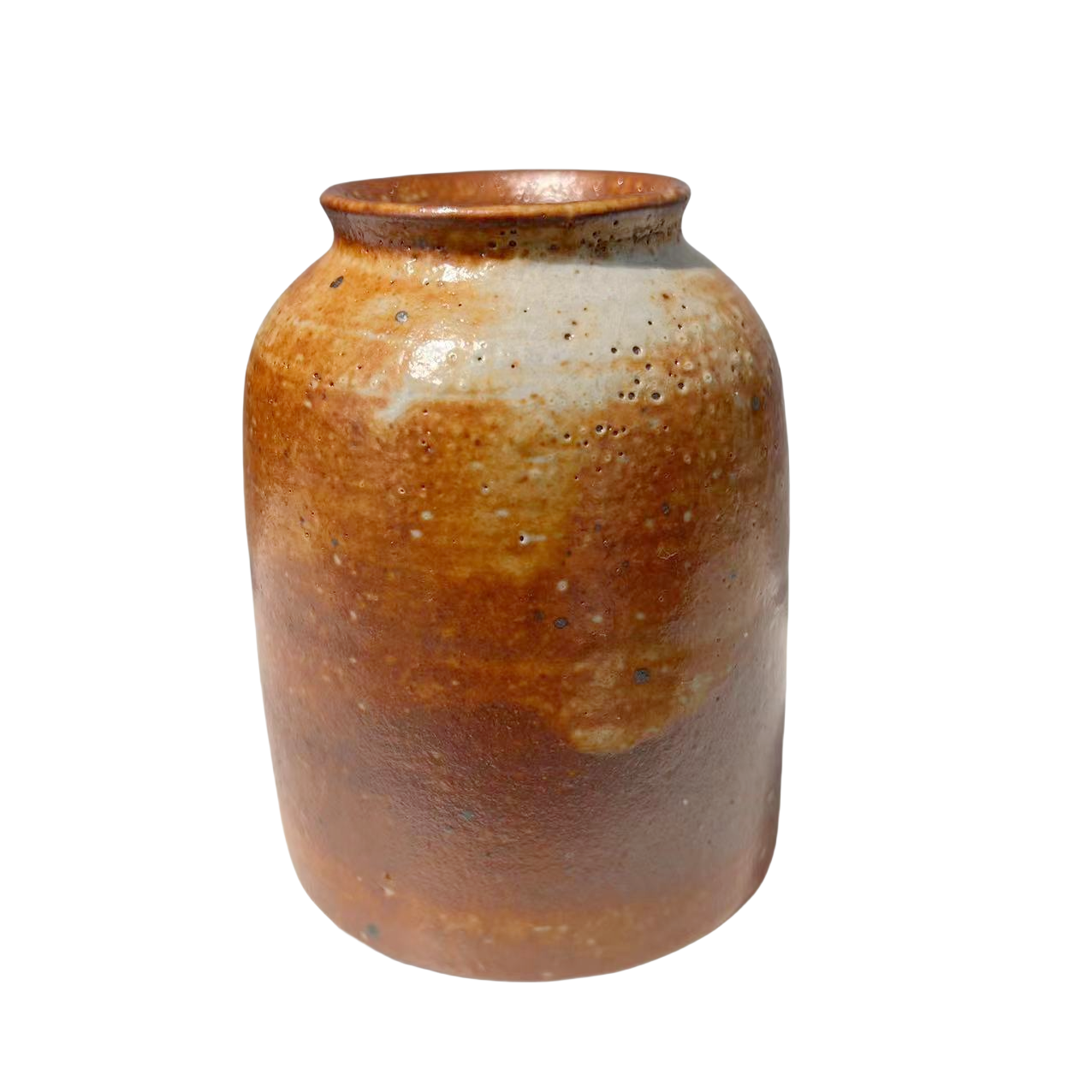 Orange brown klin transformed abstract artist handmade ceramic vase (Aromatherapy Bottles & Jars)