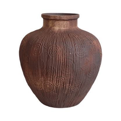 Brown rustic wabi-sabi style zen art artist handmade scupltural ceramic vase 34x30cm