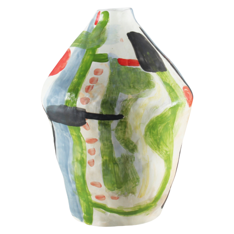 Green blue white colorful art ceramic vase 43x30cm