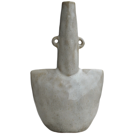 Grey rustic wabi-sabi style artist handmade scupltural ceramic vase ornaments 25x14cm