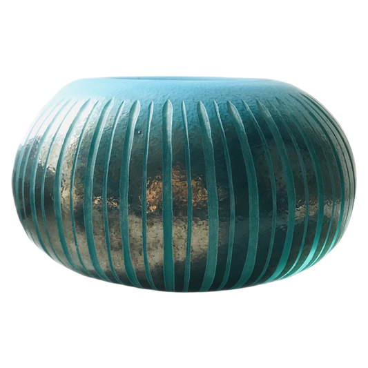 Vase ovale émeraude sculpté vert galvanoplastie 12x21cm